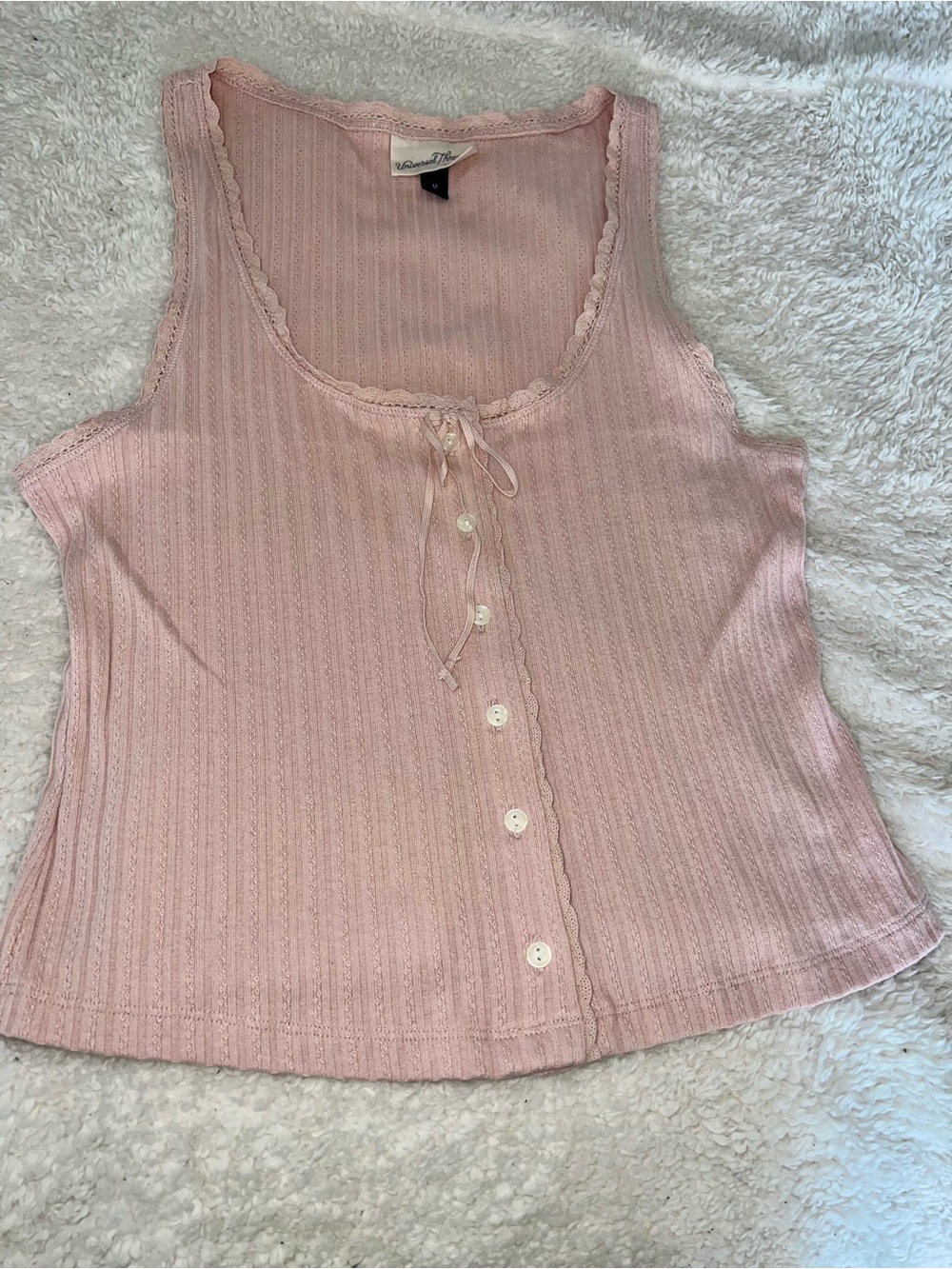Universal Thread Pale Pink Ribbed Button-Front Tank Top